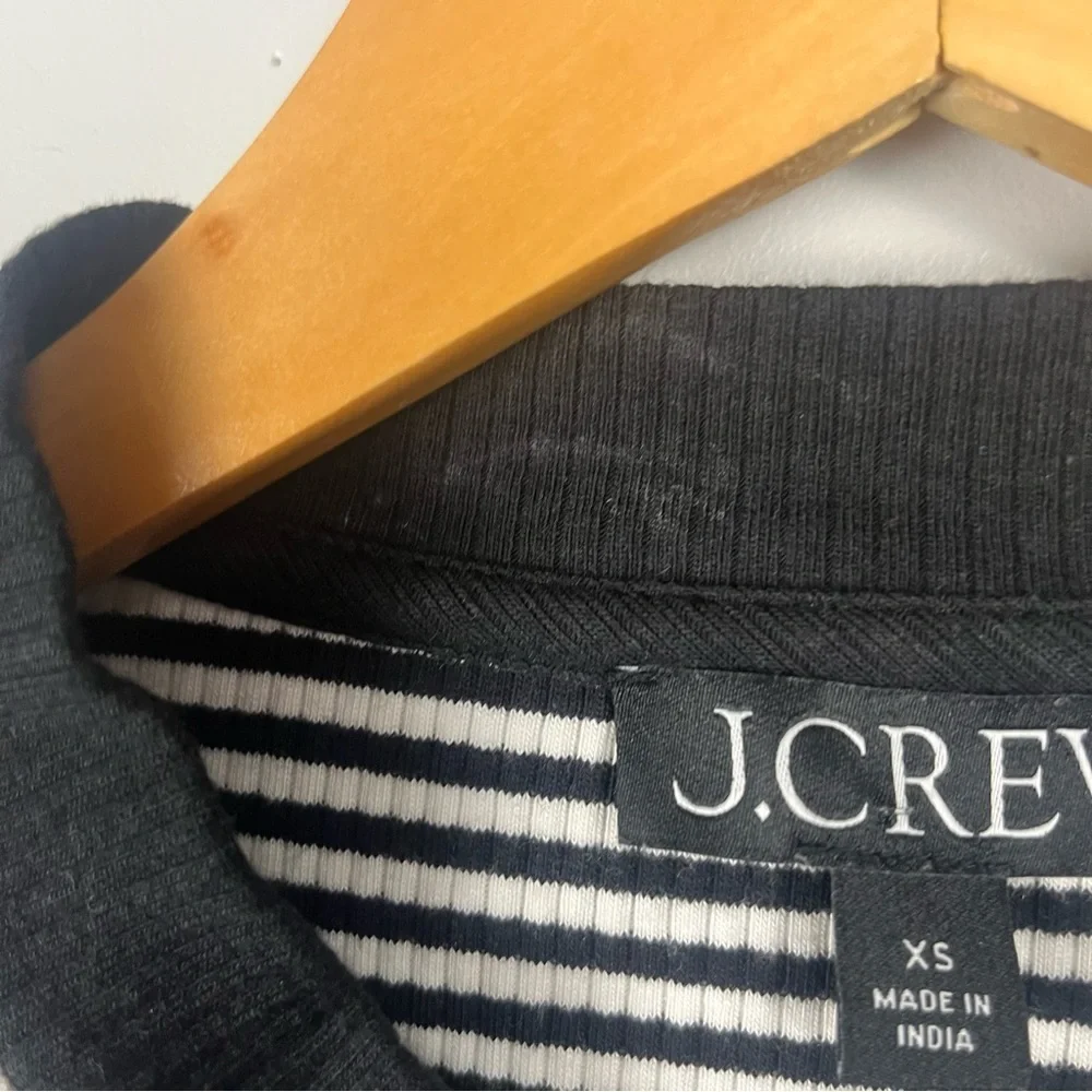 J. Crew Vintage rib lady jacket in stripe black white gold buttons size XS